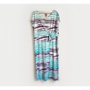 Chico’s Calming Waves Thandie Jersey Maxi Dress Sleeveless Size 16 XL Beachy